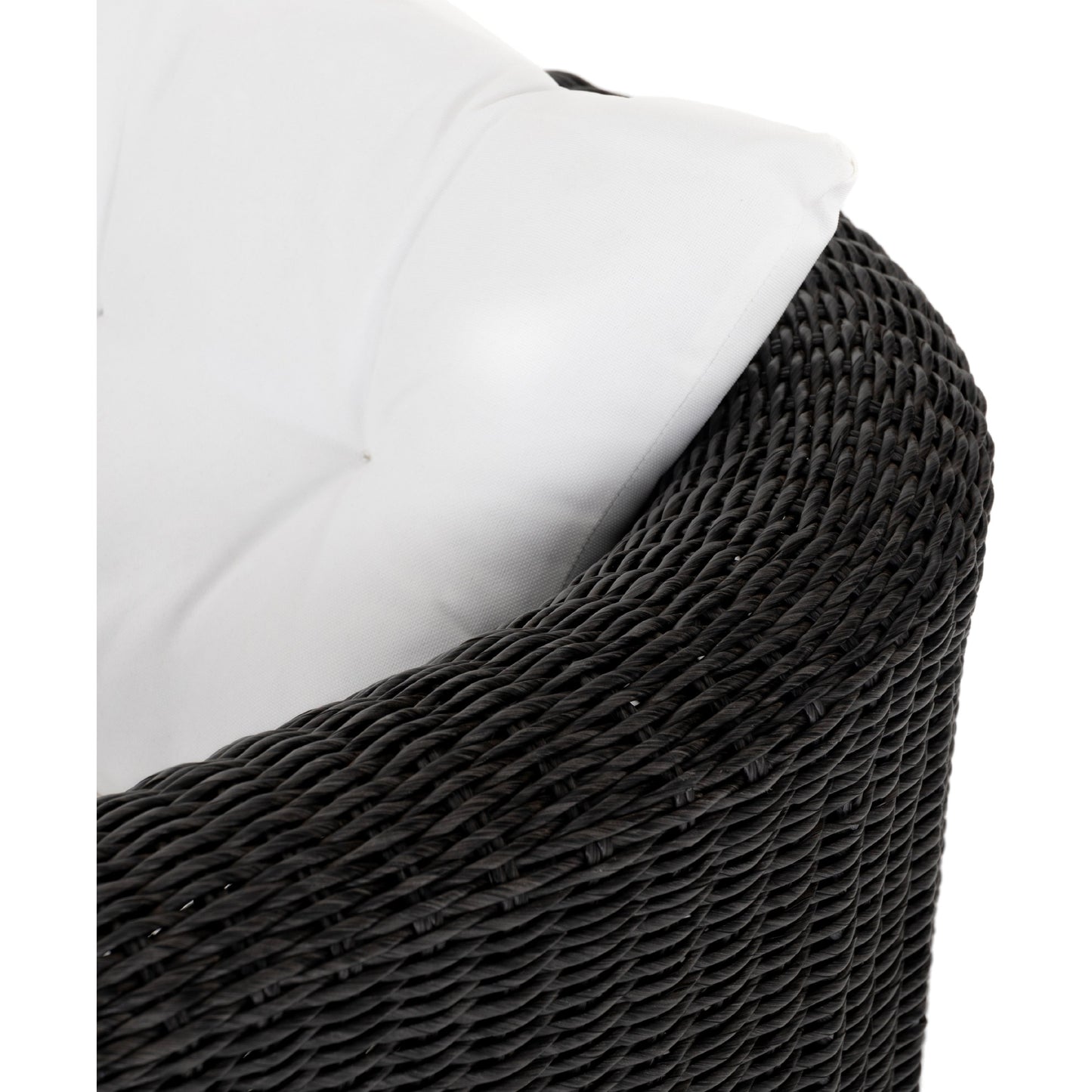 019 SI-1717070 | Closeup | Tucson Woven Outdoor Chair by Four Hands. Made from 100% olefin, 100% polyethylene, iron in a coastal style.