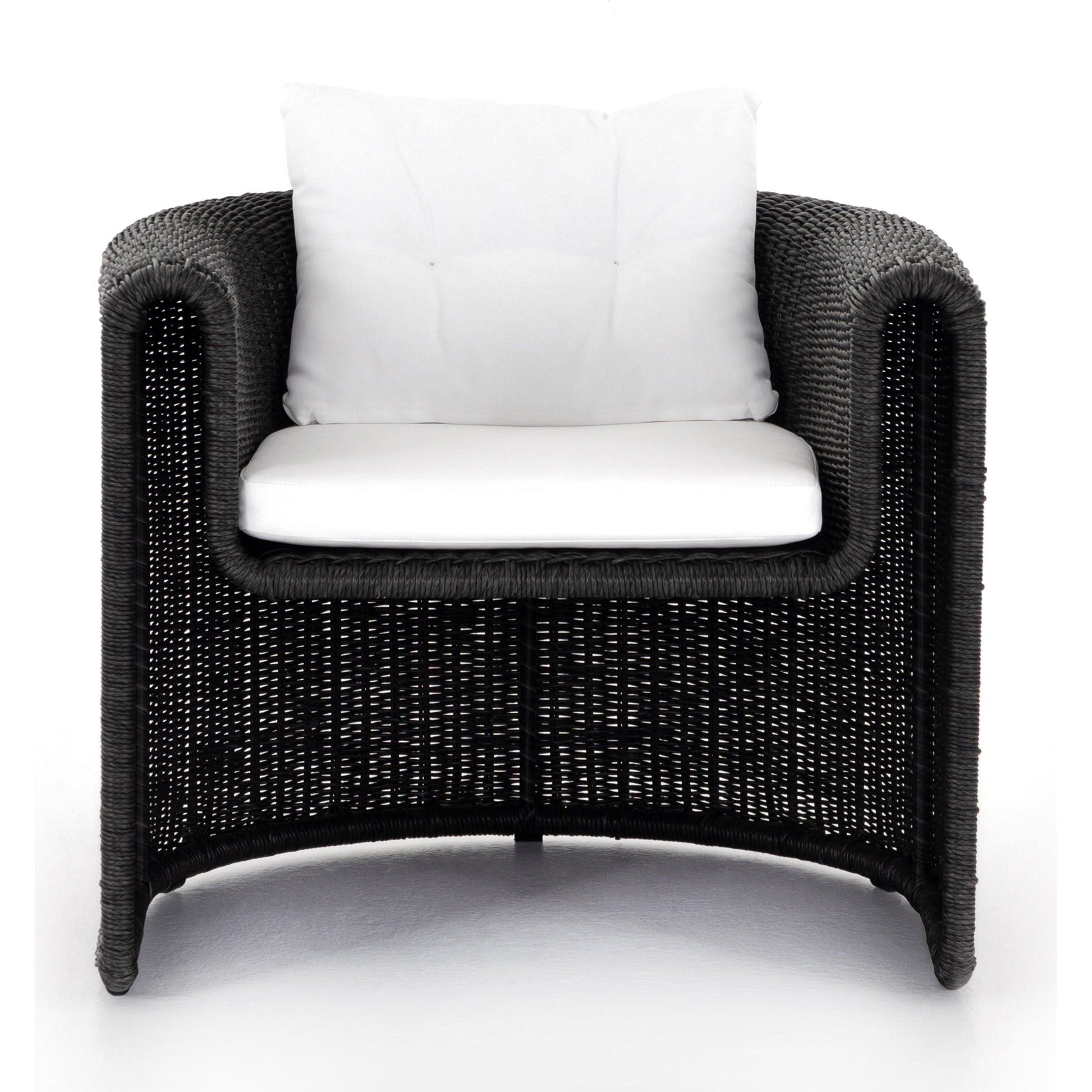 Tucson Woven Outdoor Chair by Four Hands. Made from 100% olefin, 100% polyethylene, iron in a coastal style.