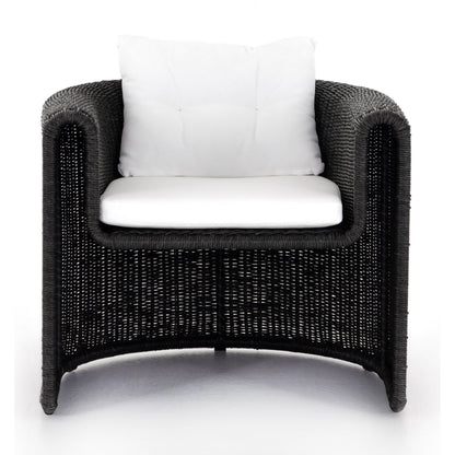 Tucson Woven Outdoor Chair by Four Hands. Made from 100% olefin, 100% polyethylene, iron in a coastal style.