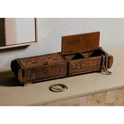 Found Carved Box by Four Hands in reclaimed natural. Made from solid mixed reclaimed wood in a eclectic & global style.