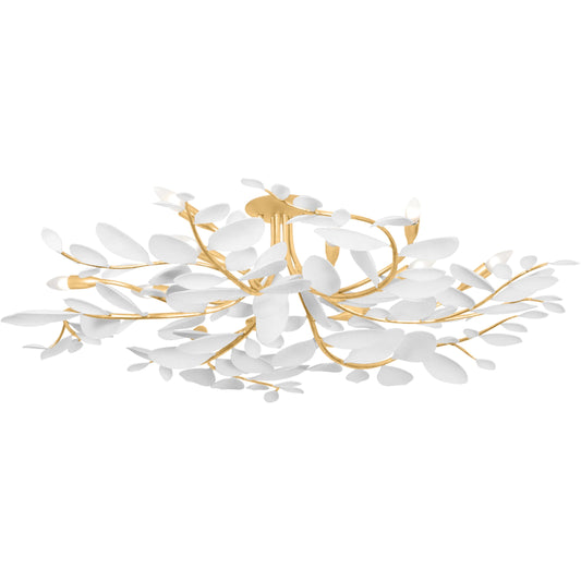 001 SI-2335796 | Additional Silo | Marabec 48" Semi Flush by Hudson Valley in vintage gold leaf, white plaster. Made from iron in a unique style.