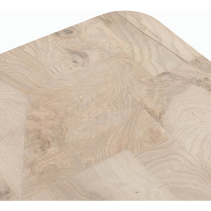 Blanco End Table by Four Hands in bleached burl. Made from ash burl veneer, thick mahogany veneer in a modern style.