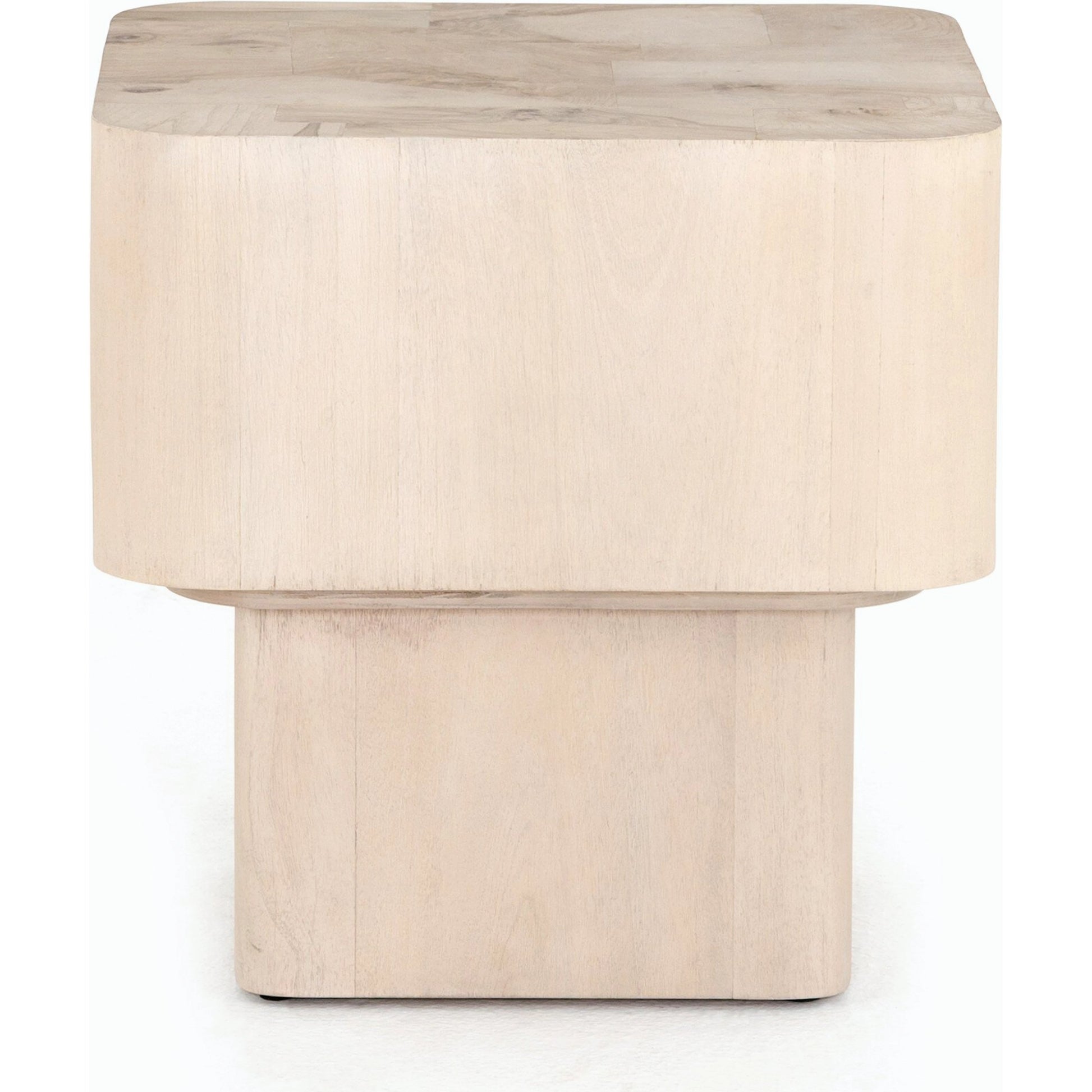 Blanco End Table by Four Hands in bleached burl. Made from ash burl veneer, thick mahogany veneer in a modern style.