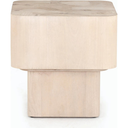 Blanco End Table by Four Hands in bleached burl. Made from ash burl veneer, thick mahogany veneer in a modern style.