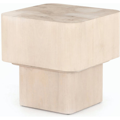 Blanco End Table by Four Hands in bleached burl. Made from ash burl veneer, thick mahogany veneer in a modern style.