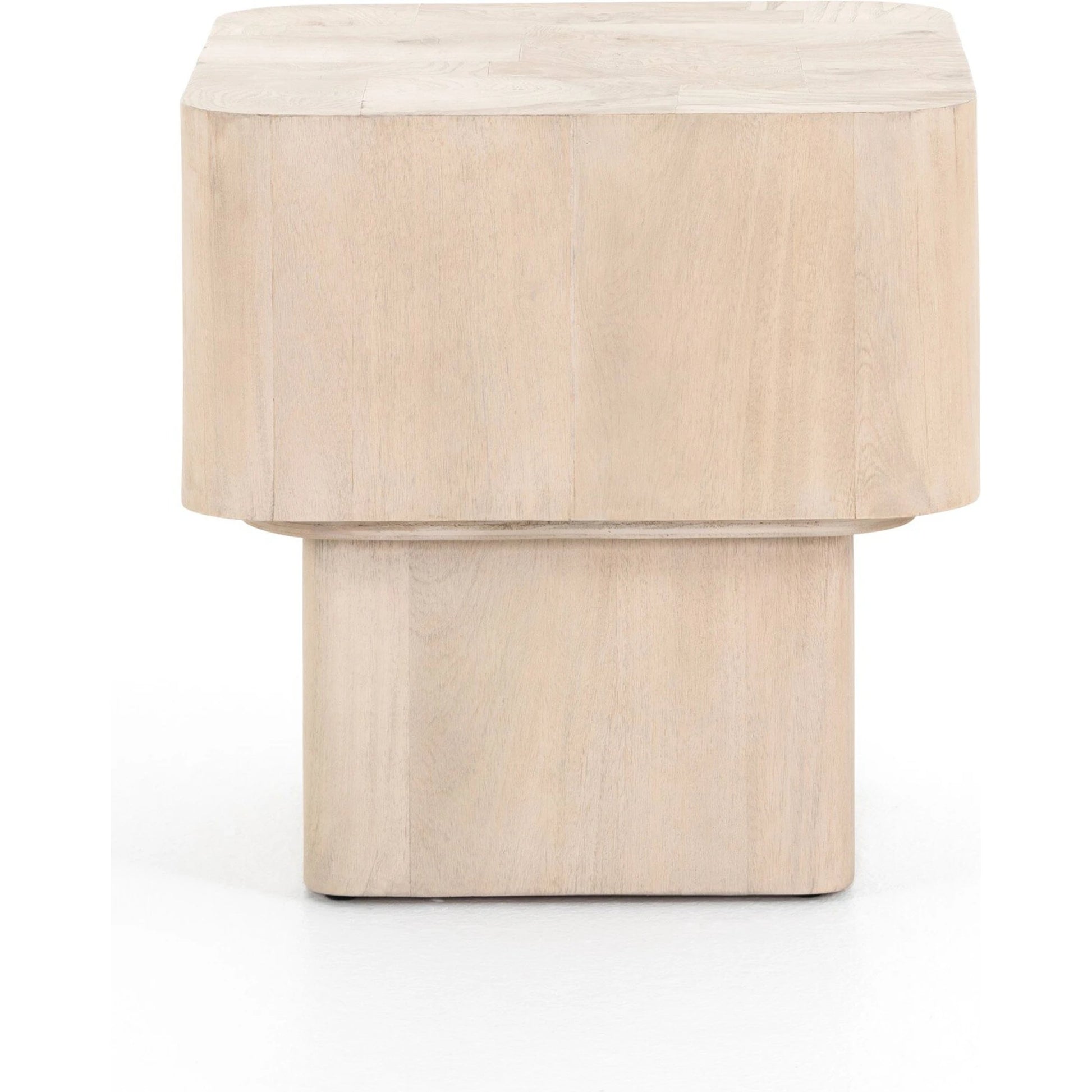 Blanco End Table by Four Hands in bleached burl. Made from ash burl veneer, thick mahogany veneer in a modern style.