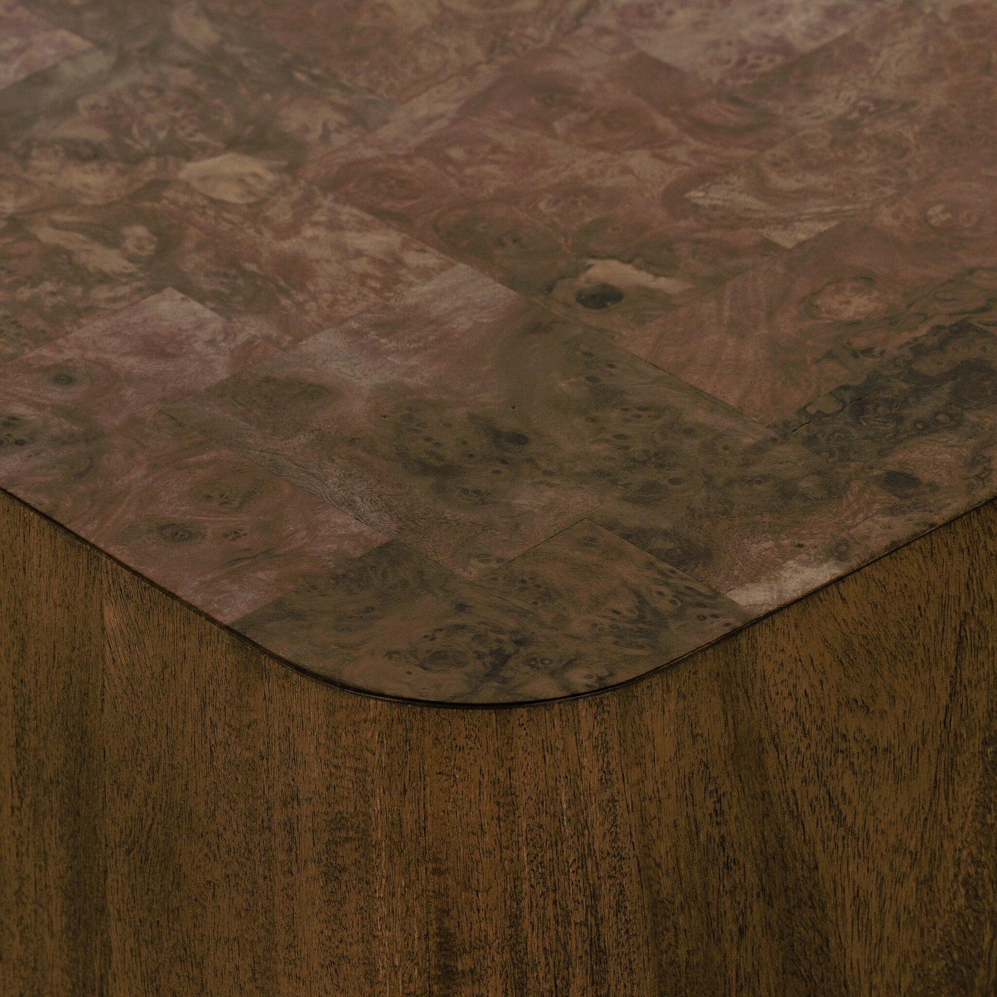 Blanco End Table by Four Hands in bleached burl. Made from ash burl veneer, thick mahogany veneer in a modern style.