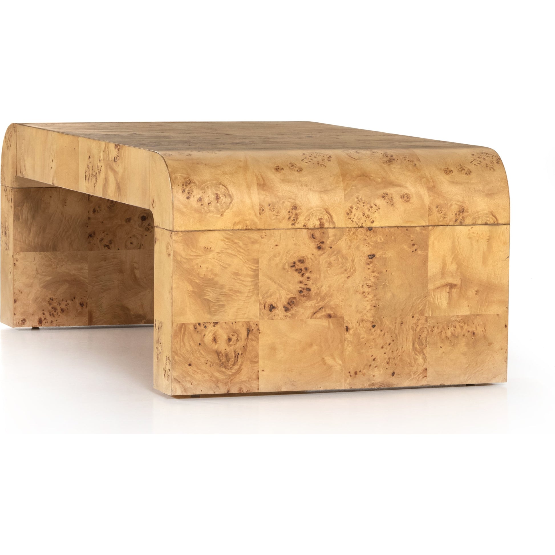 Jenson Coffee Table by Four Hands in natural poplar burl veneer and natural poplar burl. Made from poplar burl veneer in a coastal style.