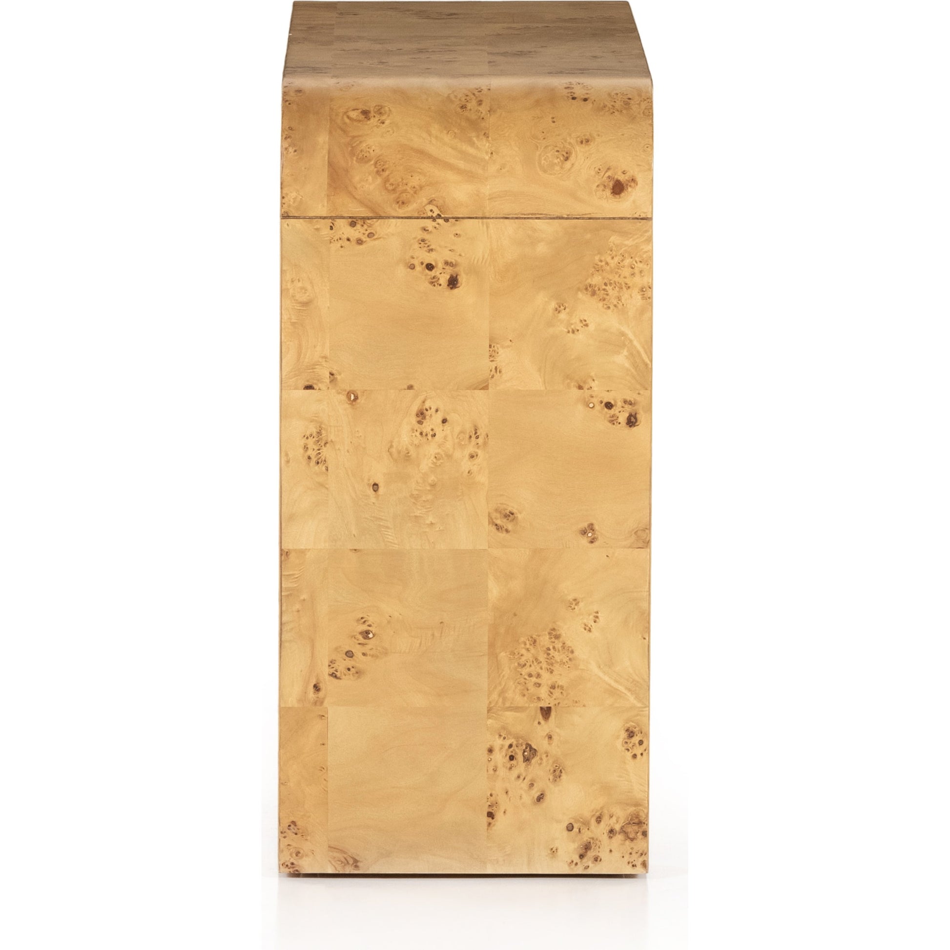 Jenson Console Table by Four Hands in natural poplar burl veneer and natural poplar burl. Made from poplar burl veneer in a coastal style.