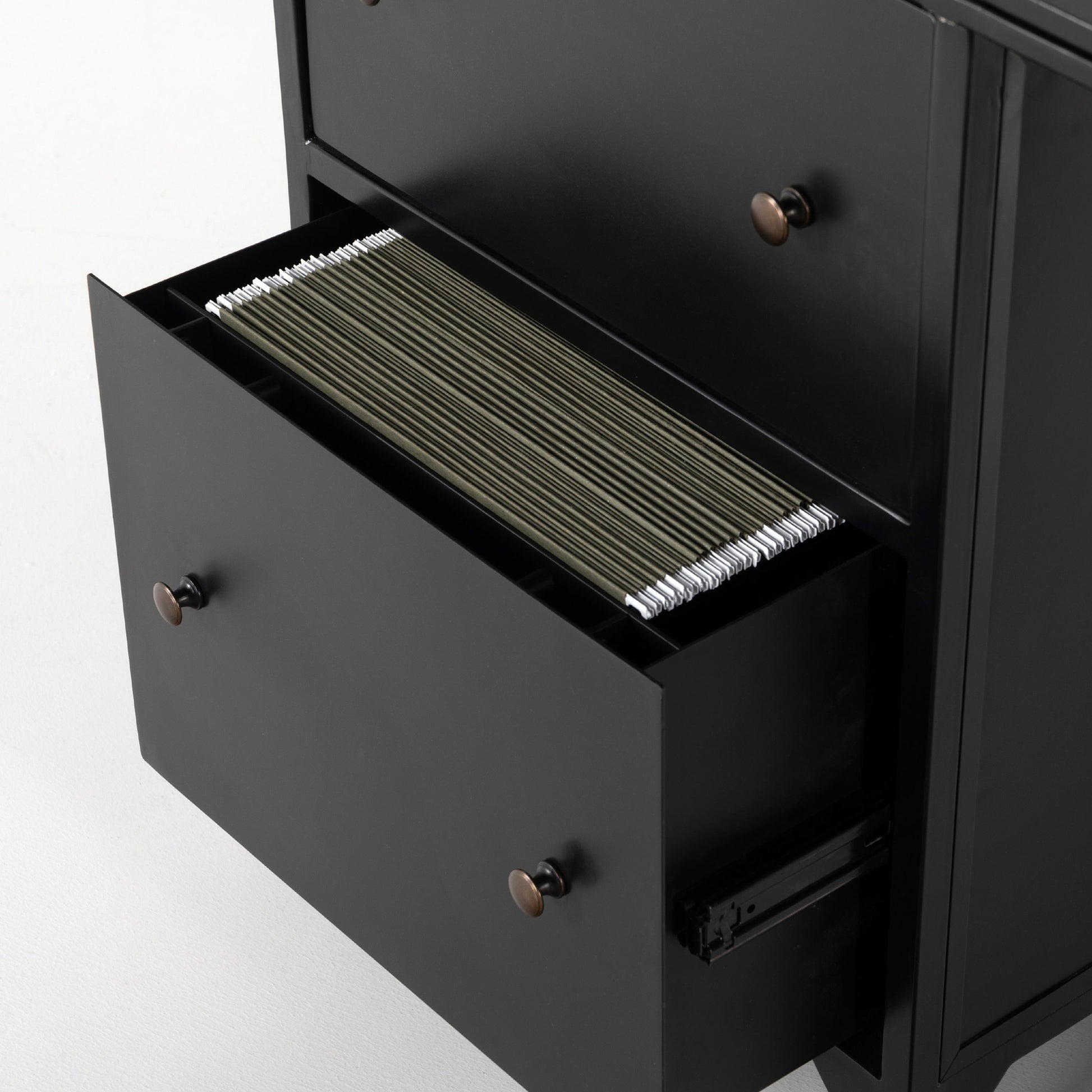 Shadow Box Executive Desk by Four Hands in black. Made from iron in a modern style.