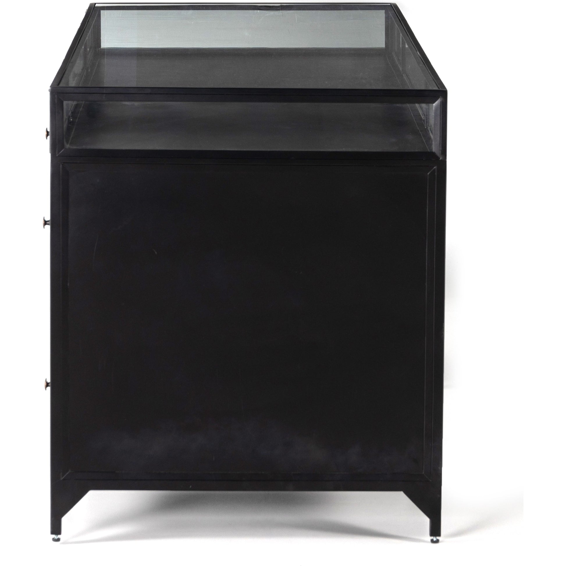 Shadow Box Executive Desk by Four Hands in black. Made from iron in a modern style.