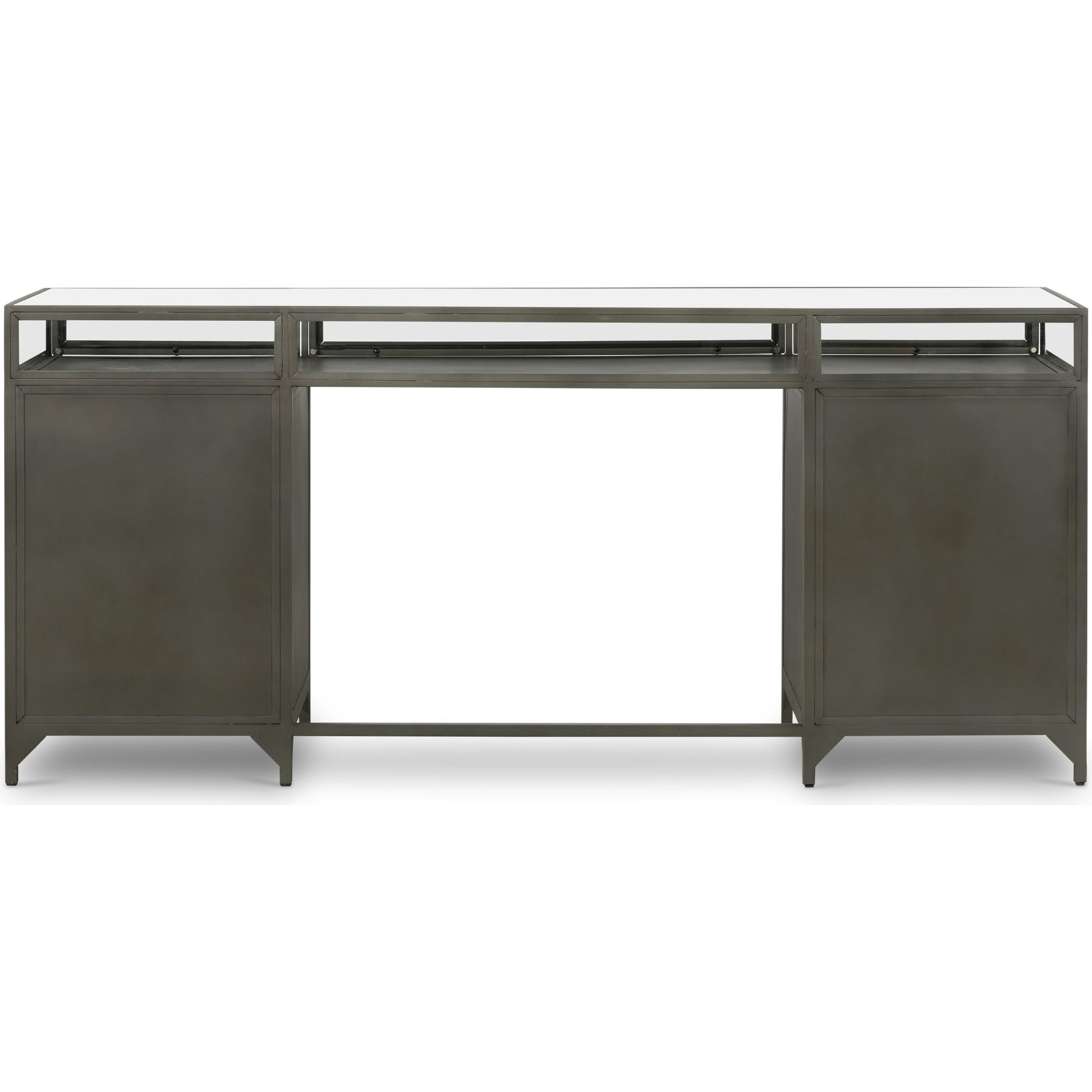 Shadow Box Executive Desk by Four Hands in black. Made from iron in a modern style.