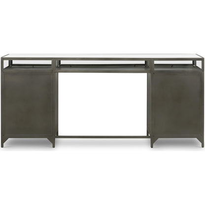 Shadow Box Executive Desk by Four Hands in black. Made from iron in a modern style.