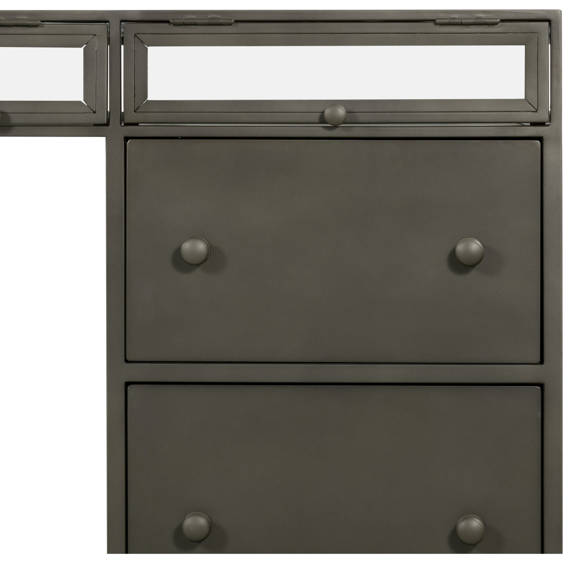 Shadow Box Executive Desk by Four Hands in black. Made from iron in a modern style.