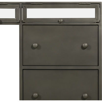 Shadow Box Executive Desk by Four Hands in black. Made from iron in a modern style.