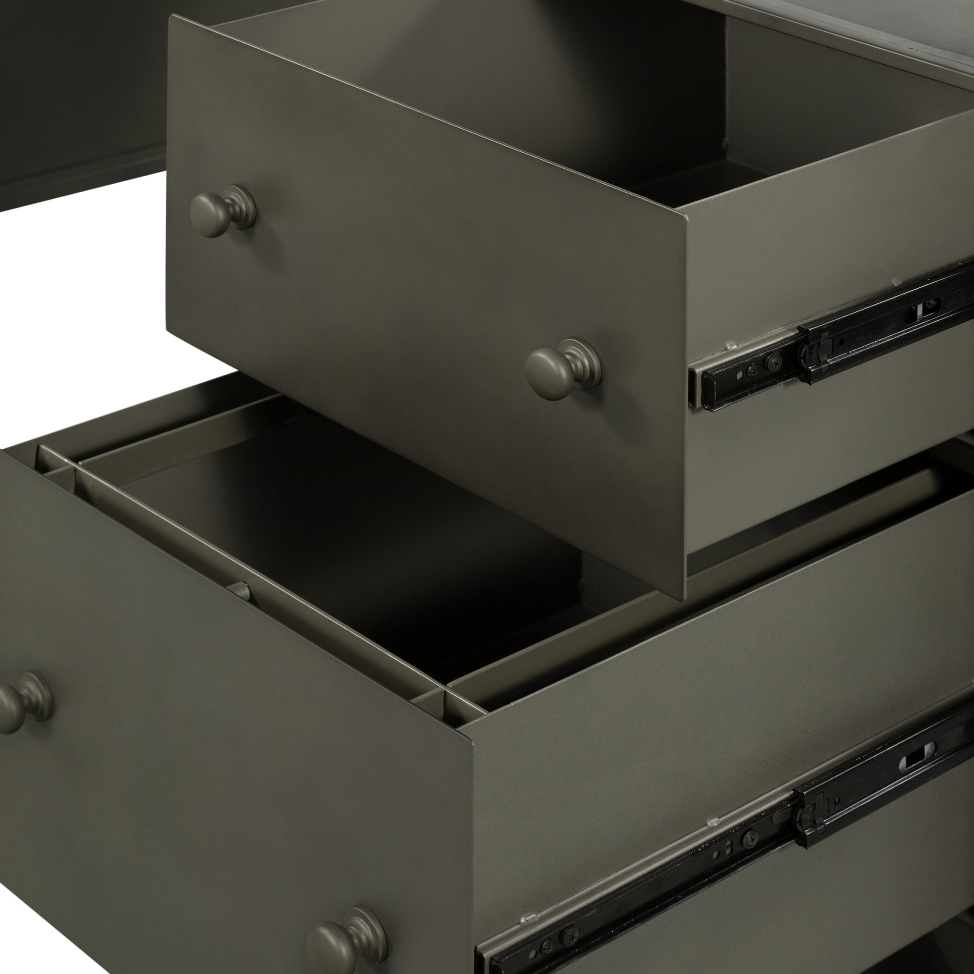 Shadow Box Executive Desk by Four Hands in black. Made from iron in a modern style.
