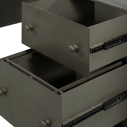 Shadow Box Executive Desk by Four Hands in black. Made from iron in a modern style.