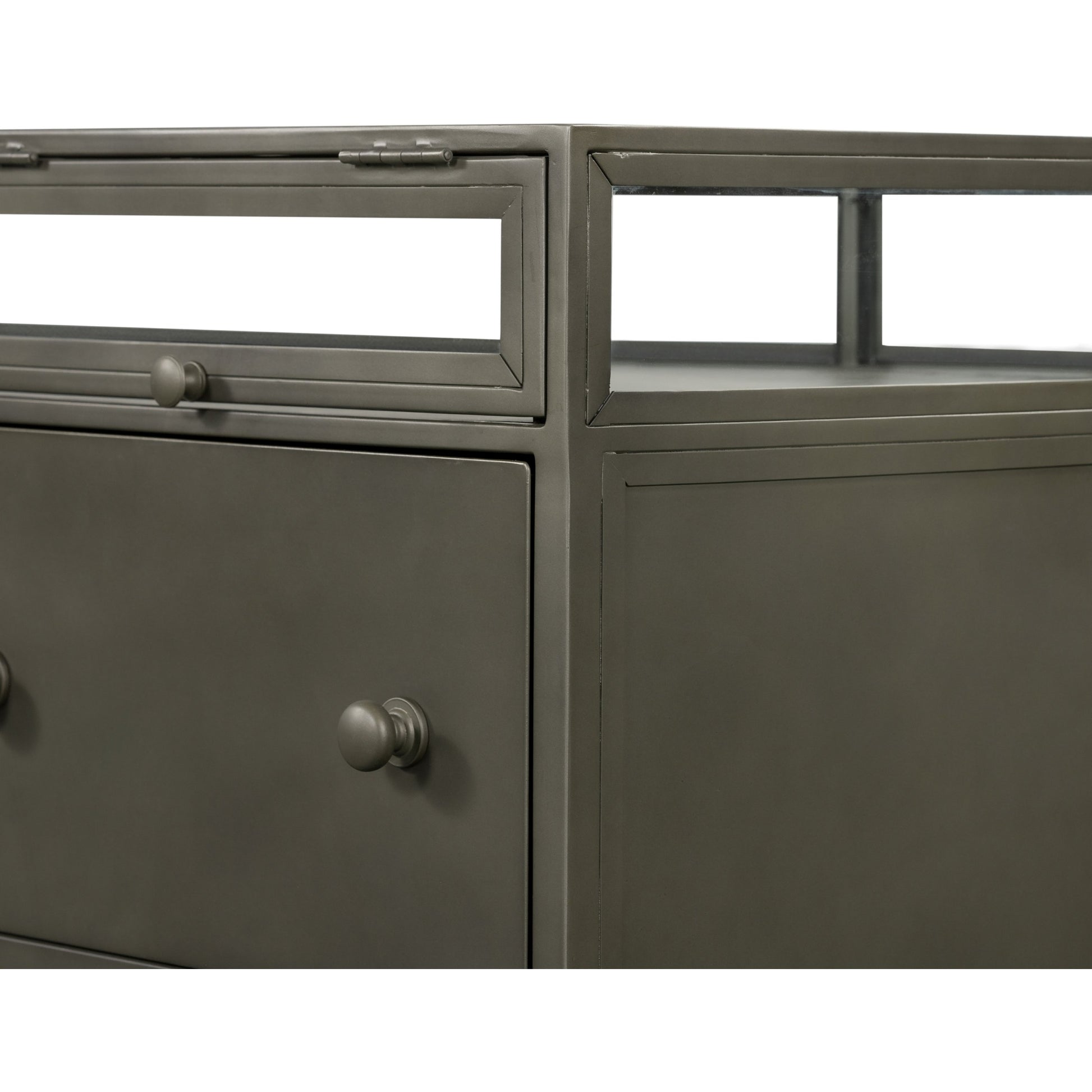 Shadow Box Executive Desk by Four Hands in black. Made from iron in a modern style.