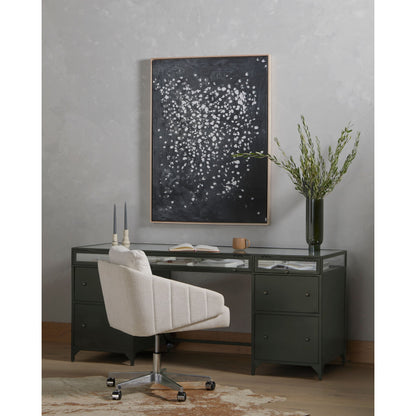 Shadow Box Executive Desk by Four Hands in black. Made from iron in a modern style.