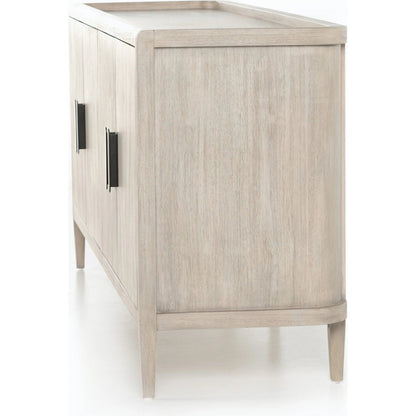 Arlo Sideboard by Four Hands in ash grey, black arlo and ash grey. Made from solid mahogany in a modern style.