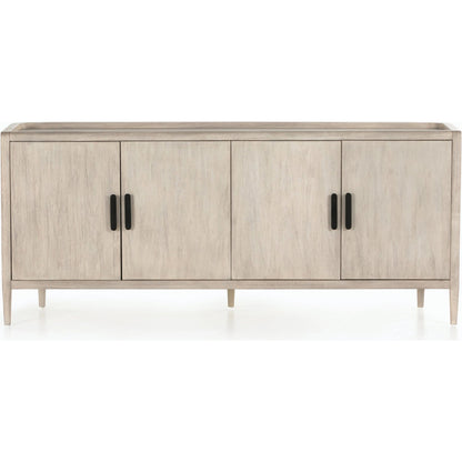 Arlo Sideboard by Four Hands in ash grey, black arlo and ash grey. Made from solid mahogany in a modern style.