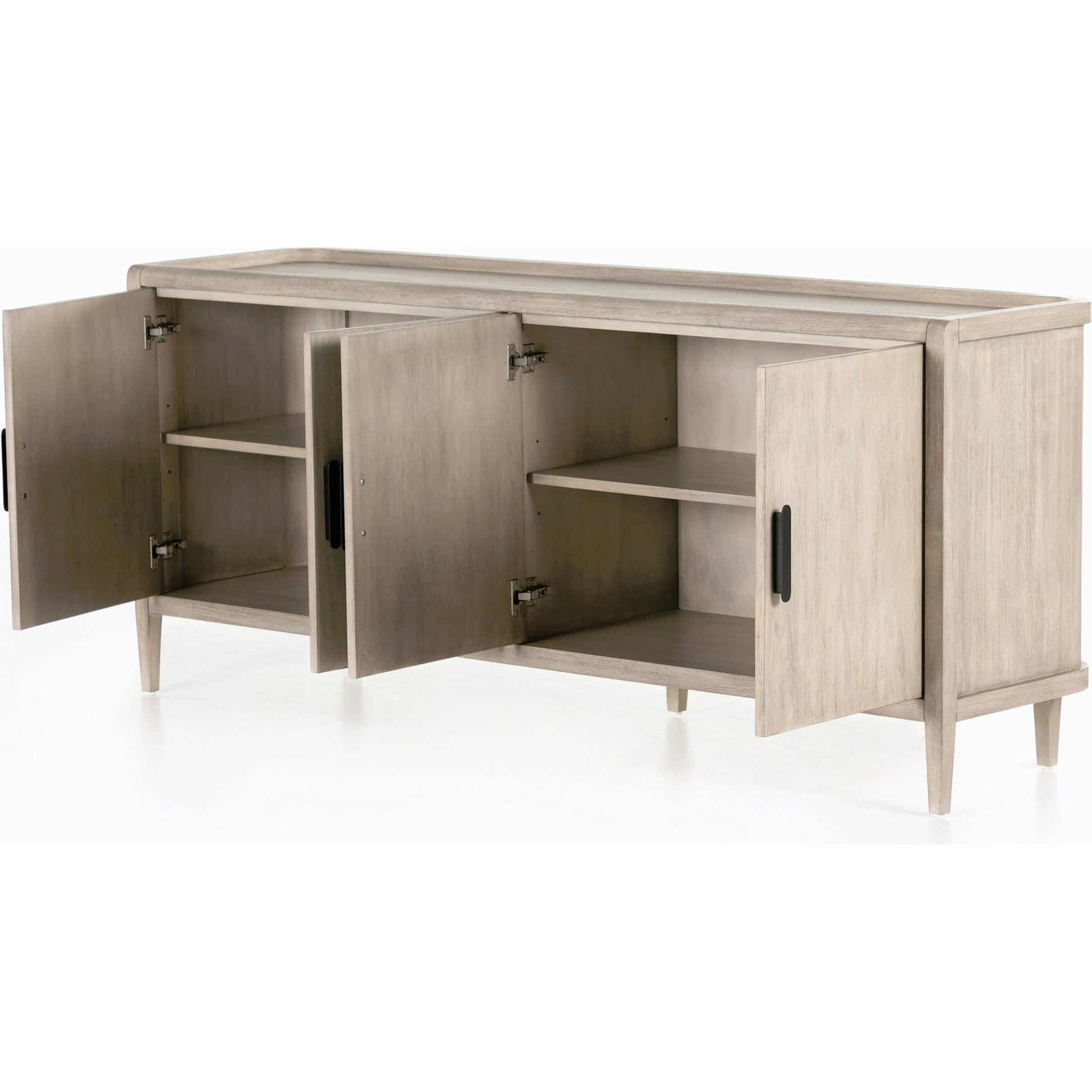 Arlo Sideboard by Four Hands in ash grey, black arlo and ash grey. Made from solid mahogany in a modern style.