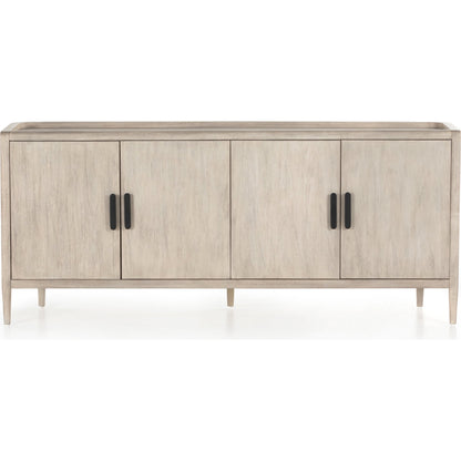 Arlo Sideboard by Four Hands in ash grey, black arlo and ash grey. Made from solid mahogany in a modern style.