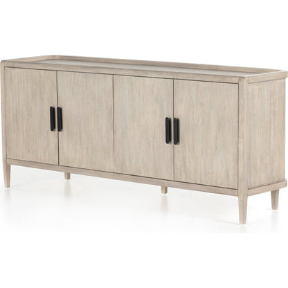 Arlo Sideboard by Four Hands in ash grey, black arlo and ash grey. Made from solid mahogany in a modern style.