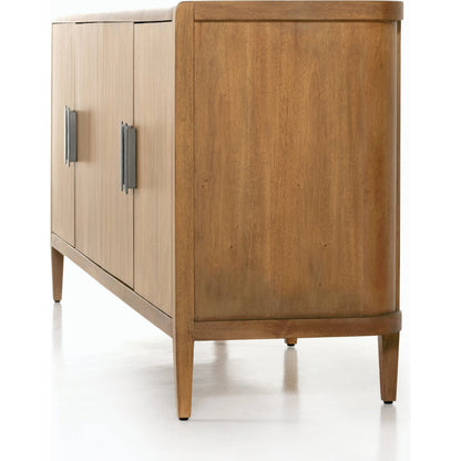 Arlo Sideboard by Four Hands in ash grey, black arlo and ash grey. Made from solid mahogany in a modern style.