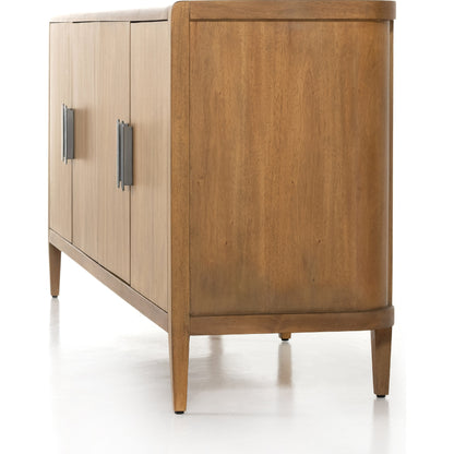 Arlo Sideboard by Four Hands in ash grey, black arlo and ash grey. Made from solid mahogany in a modern style.