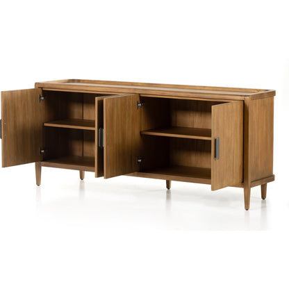 Arlo Sideboard by Four Hands in ash grey, black arlo and ash grey. Made from solid mahogany in a modern style.