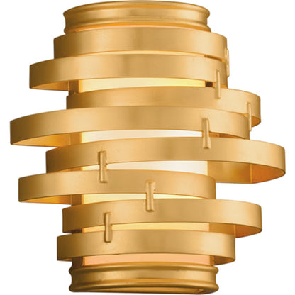 Vertigo Wall Sconce by Corbett in modern silver leaf. Made from hand worked iron in a modern style.