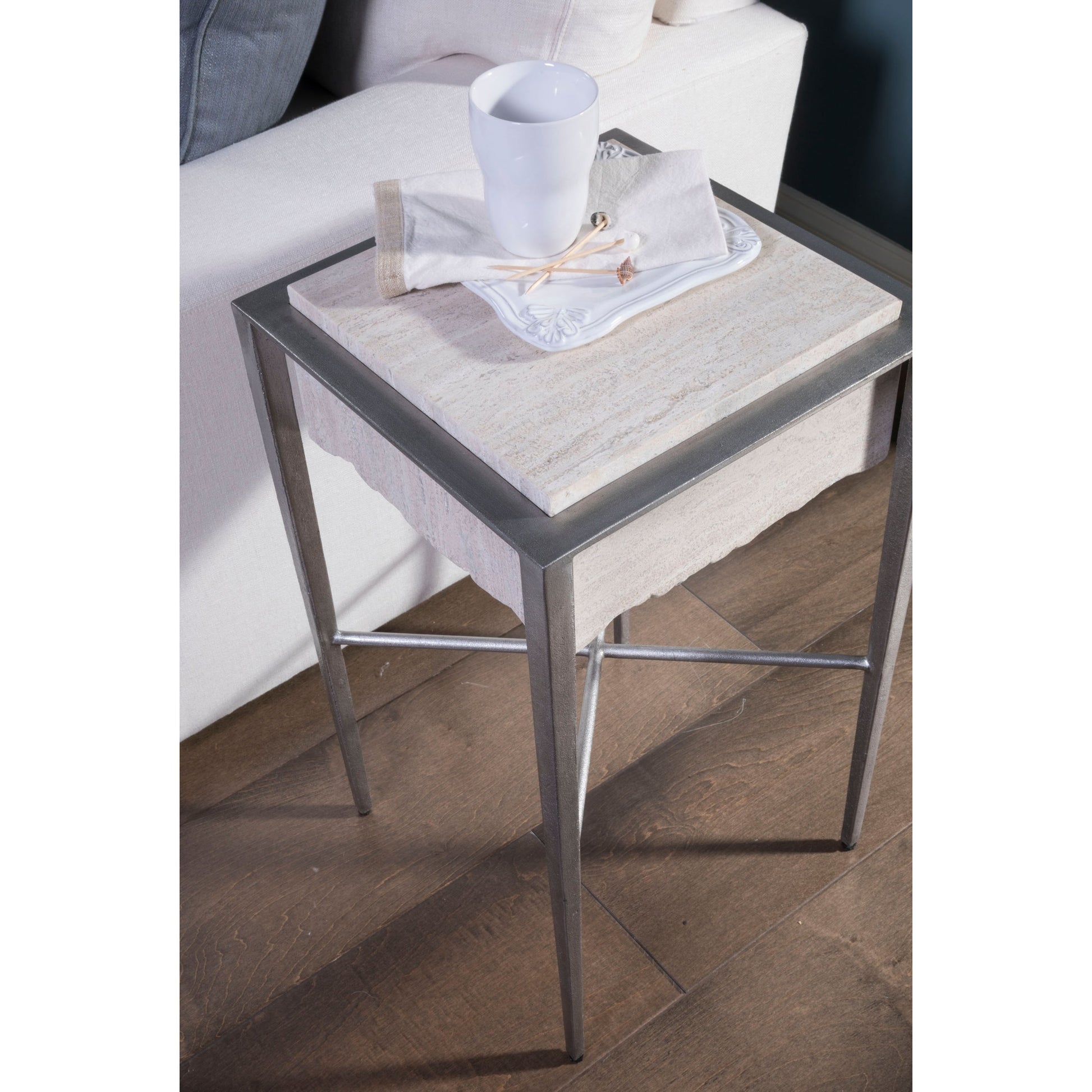 Everest Table by Artistica Home in silver leaf. Made from unique in a transitional style.