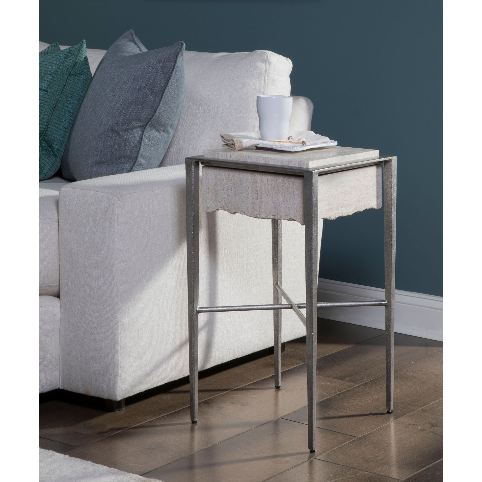 Everest Table by Artistica Home in silver leaf. Made from unique in a transitional style.