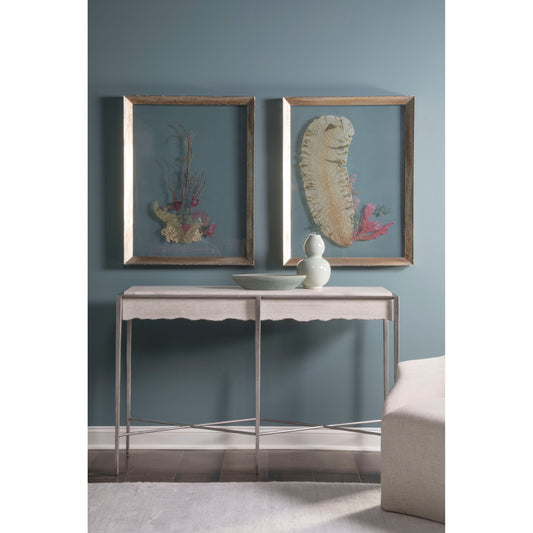 Everest Console by Artistica Home in silver leaf. Made from unique in a transitional style.