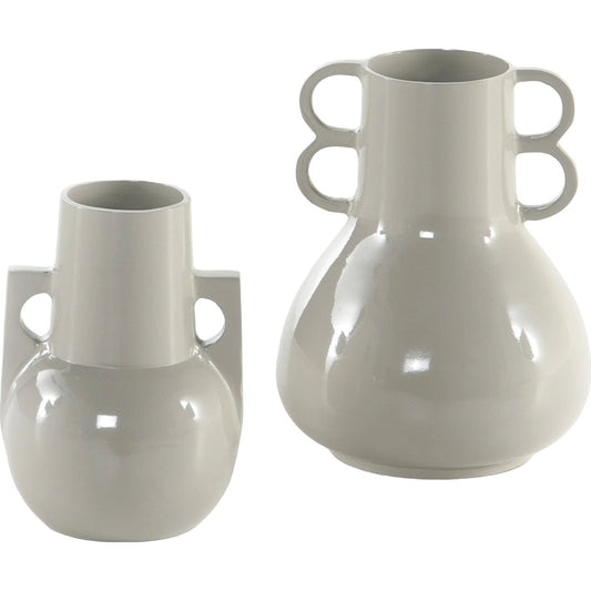 Primerose Vase (Set of 2) by Four Hands in light grey and light gray. Made from aluminum in a unique style.