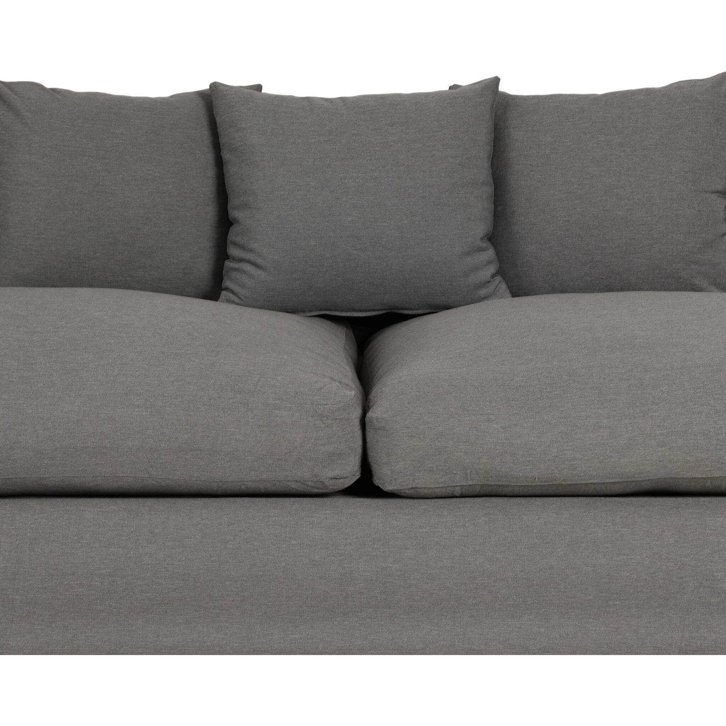 086 SI-1714951 | Closeup | Dade Outdoor Sofa by Four Hands. Made from 100% olefin, aluminum, 91% polyurethane foam pad, 9% polyester fiber batting in a modern style.