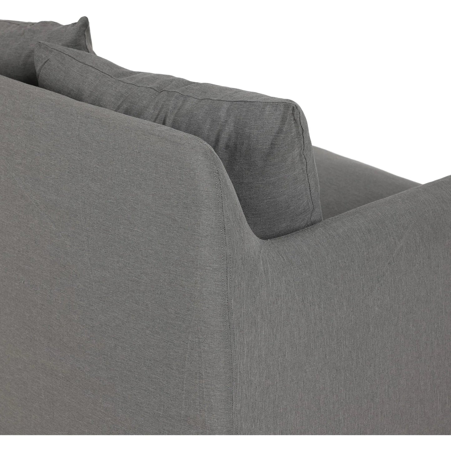 089 SI-1714951 | Closeup | Dade Outdoor Sofa by Four Hands. Made from 100% olefin, aluminum, 91% polyurethane foam pad, 9% polyester fiber batting in a modern style.