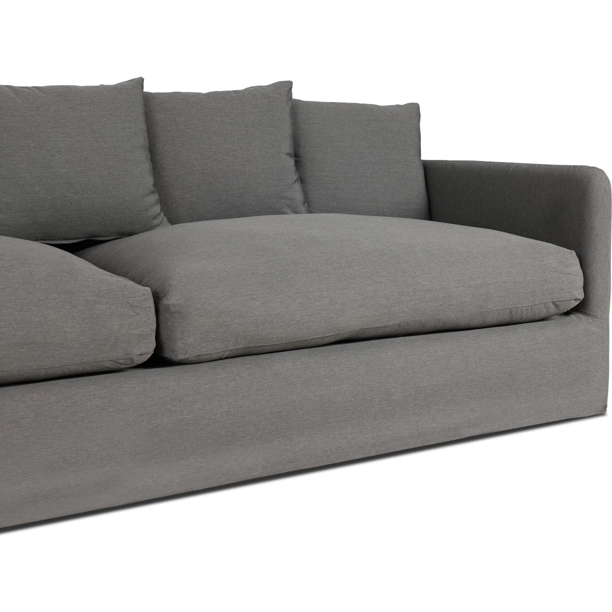 Dade Outdoor Sofa by Four Hands. Made from 100% olefin, aluminum, 91% polyurethane foam pad, 9% polyester fiber batting in a modern style.