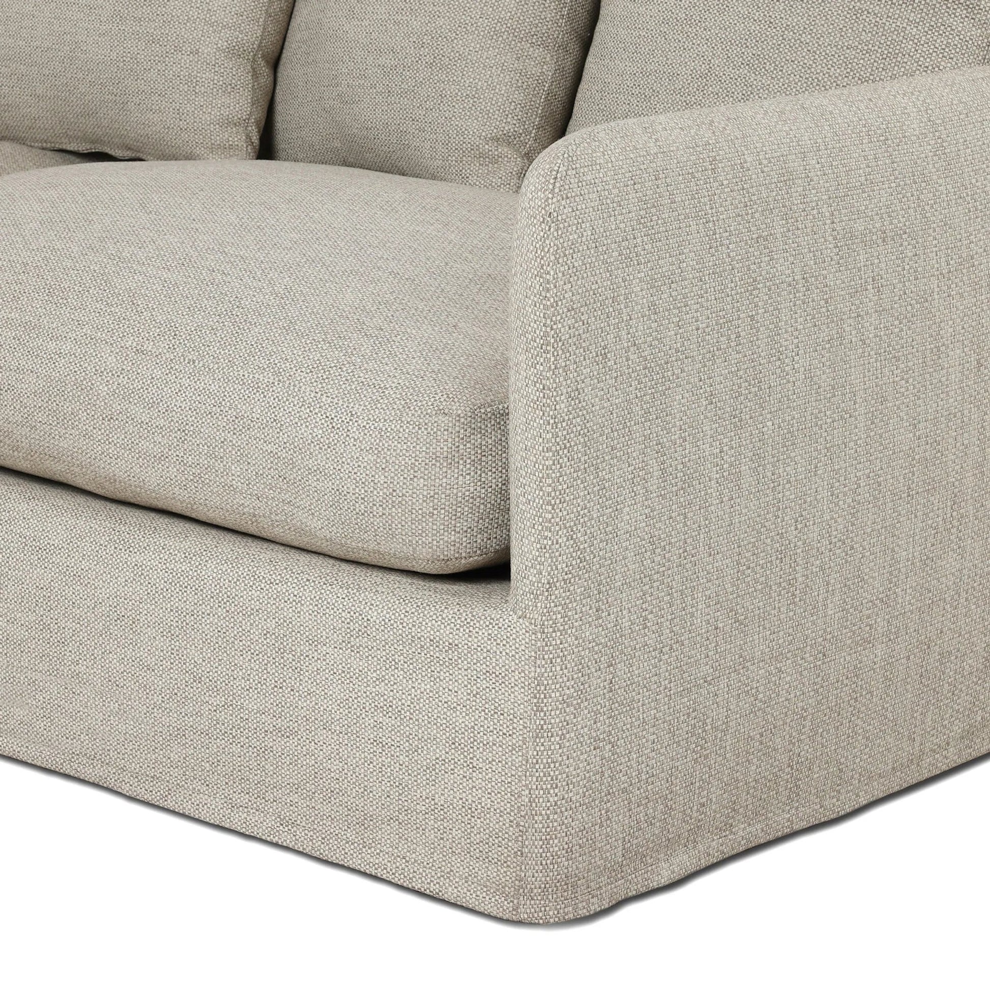 Dade Outdoor Sofa by Four Hands. Made from 100% olefin, aluminum, 91% polyurethane foam pad, 9% polyester fiber batting in a modern style.
