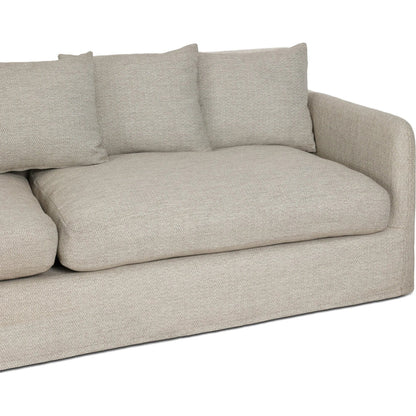 Dade Outdoor Sofa by Four Hands. Made from 100% olefin, aluminum, 91% polyurethane foam pad, 9% polyester fiber batting in a modern style.