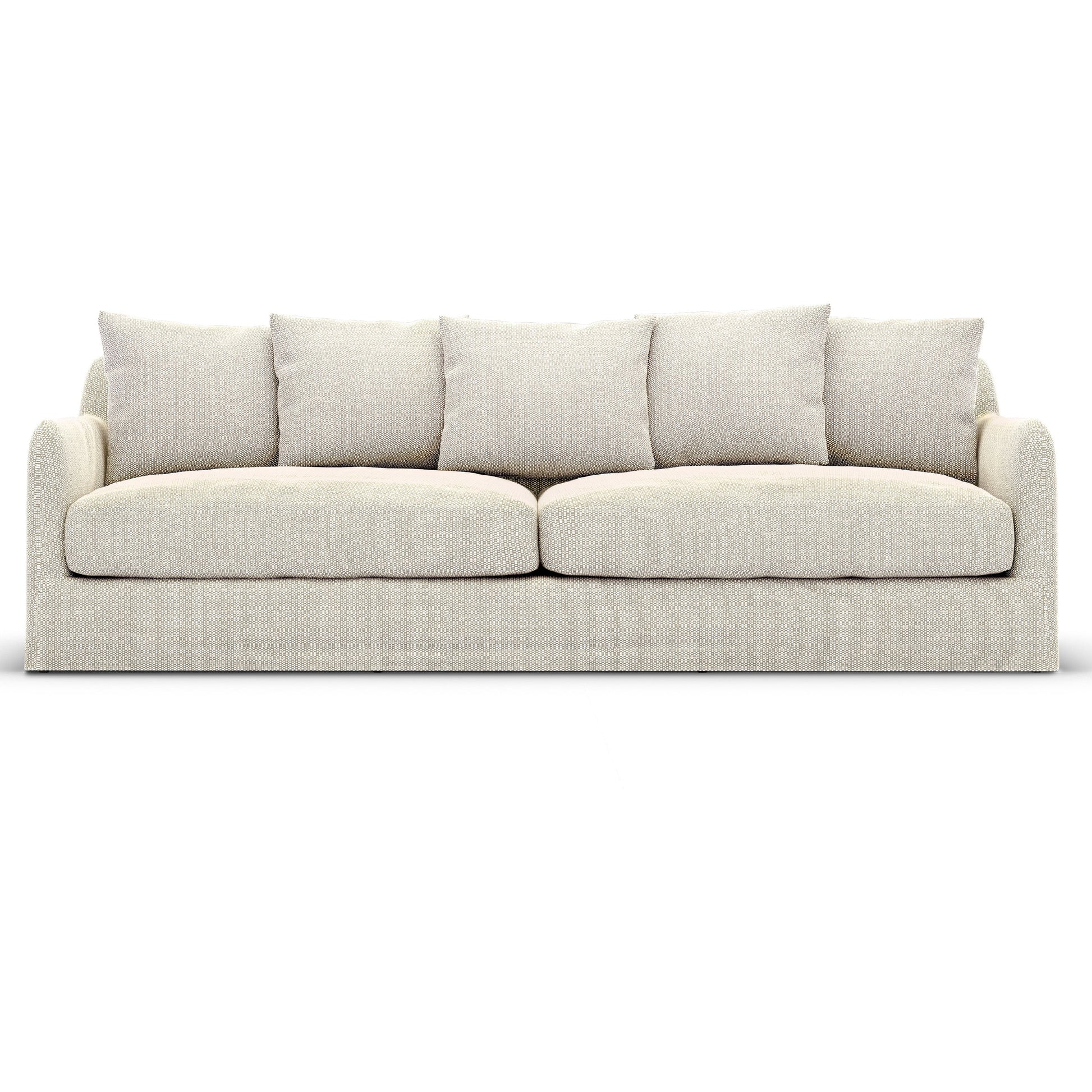 Dade Outdoor Sofa by Four Hands. Made from 100% olefin, aluminum, 91% polyurethane foam pad, 9% polyester fiber batting in a modern style.