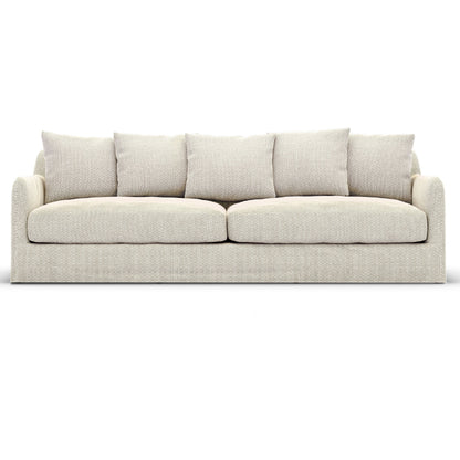 Dade Outdoor Sofa by Four Hands. Made from 100% olefin, aluminum, 91% polyurethane foam pad, 9% polyester fiber batting in a modern style.