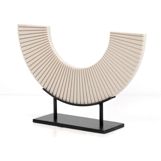 Sandstone Sculpture by Four Hands in hammered grey w/clear powder coat, heartsmere marble and hammered grey. Made from iron, solid marble in a coastal style.