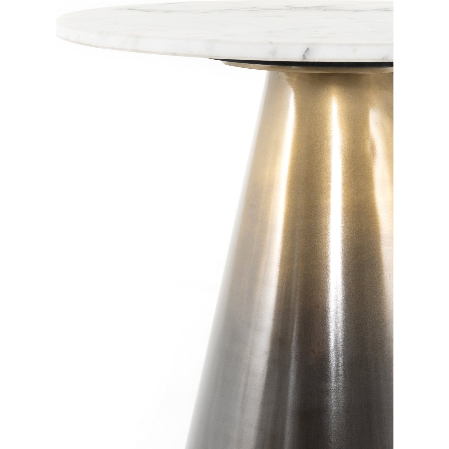 008 SI-1714251 | Closeup | Armon End Table by Four Hands in ombre antique brass. Made from solid marble, iron in a eclectic & global style.