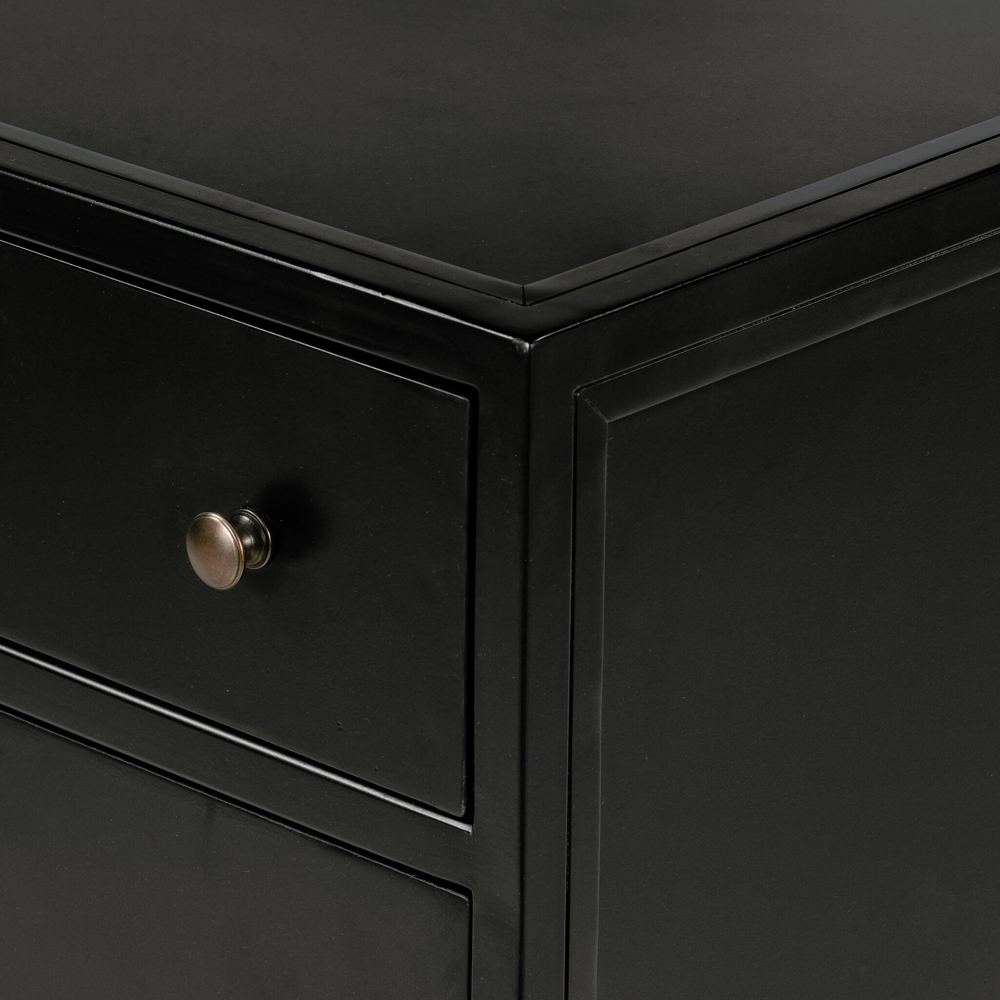 Belmont Large Storage Nightstand by Four Hands in black, weathered bronze and black. Made from iron in a modern style.