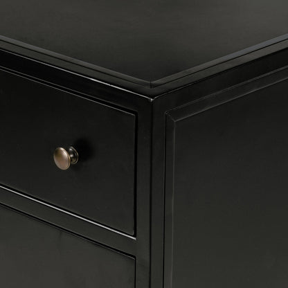 Belmont Large Storage Nightstand by Four Hands in black, weathered bronze and black. Made from iron in a modern style.