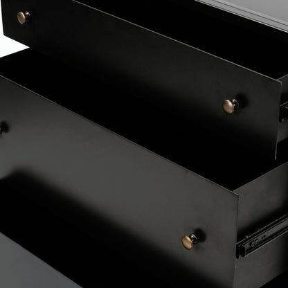 Belmont Large Storage Nightstand by Four Hands in black, weathered bronze and black. Made from iron in a modern style.