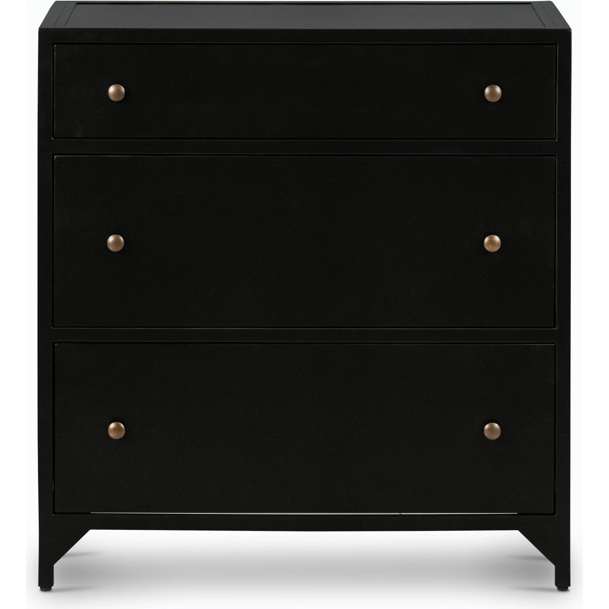 Belmont Large Storage Nightstand by Four Hands in black, weathered bronze and black. Made from iron in a modern style.
