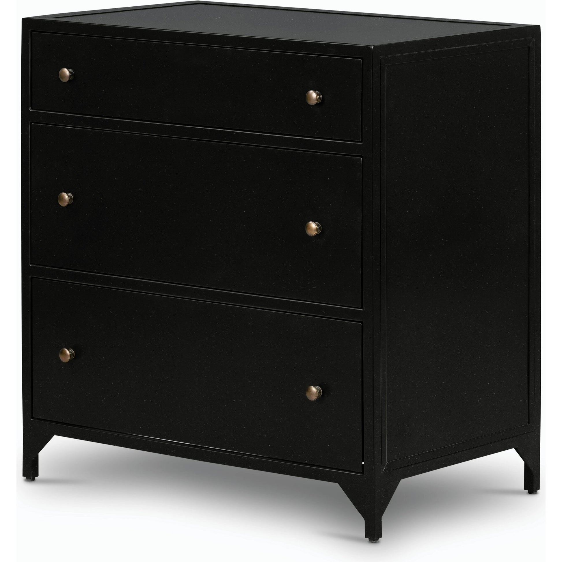 Belmont Large Storage Nightstand by Four Hands in black, weathered bronze and black. Made from iron in a modern style.